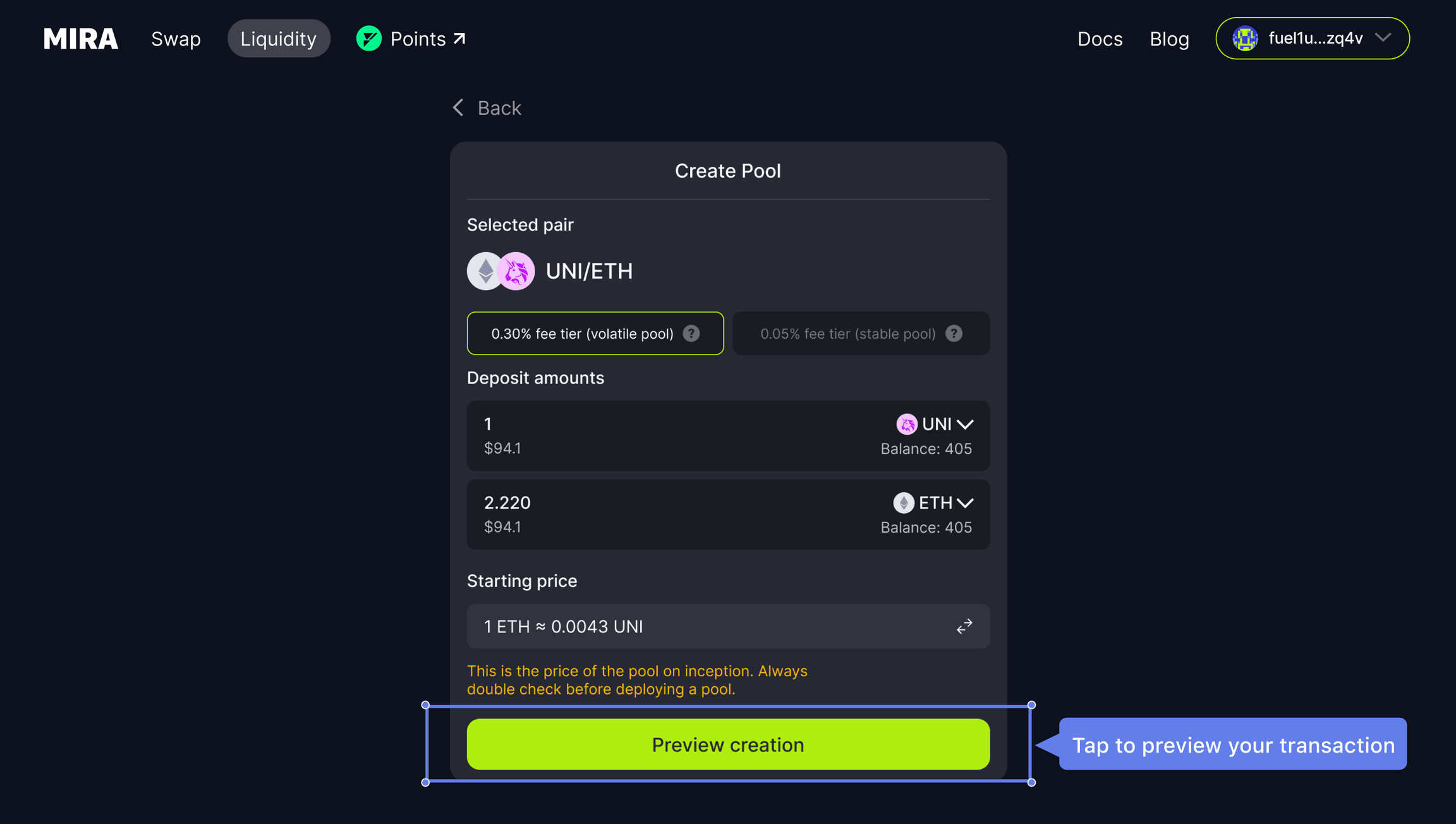 Microchain - How to Add Liquidity Step 6